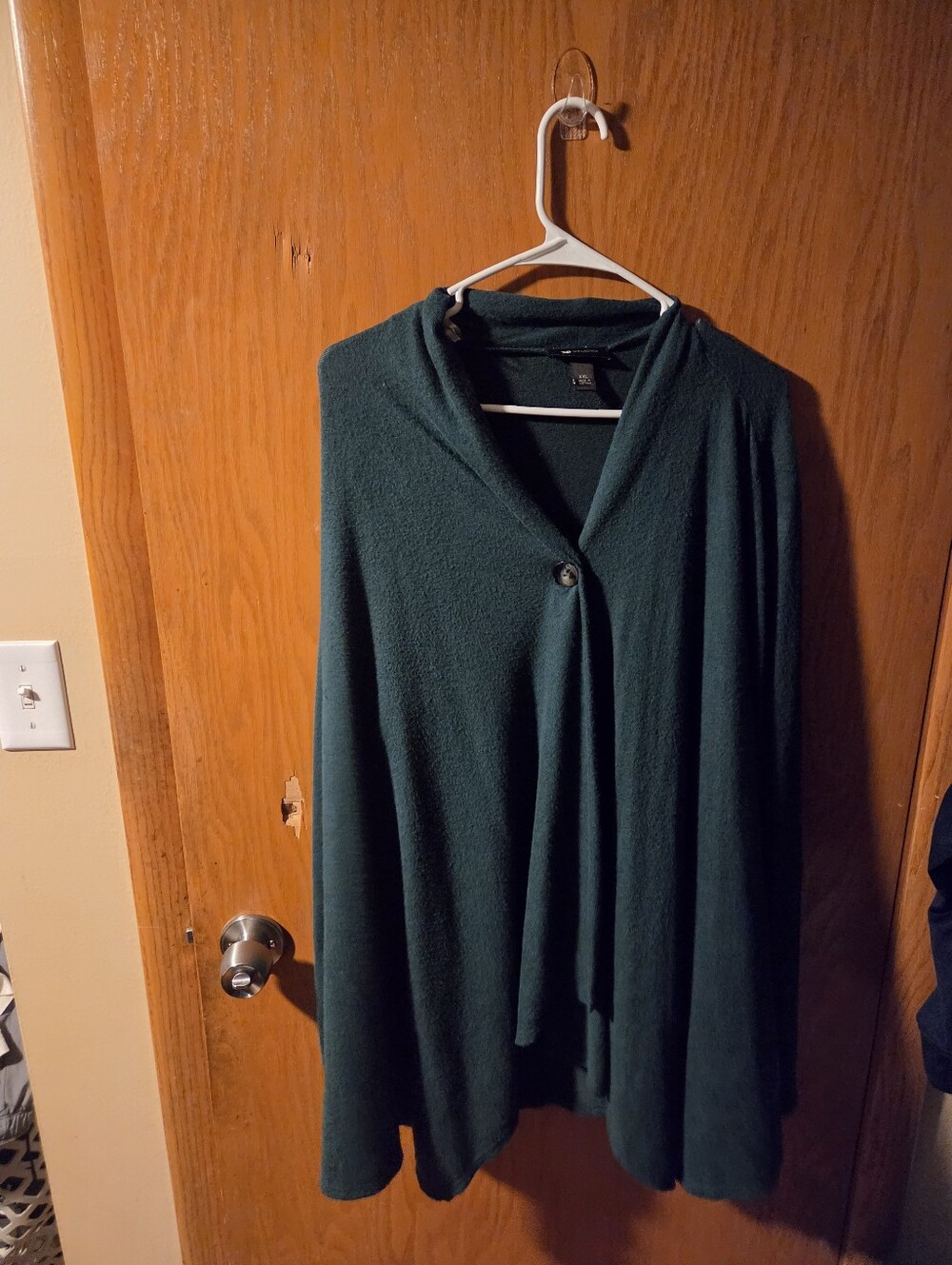 AB Studio Forest Green Button-Front Sweater Poncho